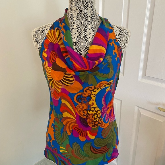 Banana Republic Tops - Banana Republic Trina Turk collaboration 2012 100% silk Colorful Halter Top
